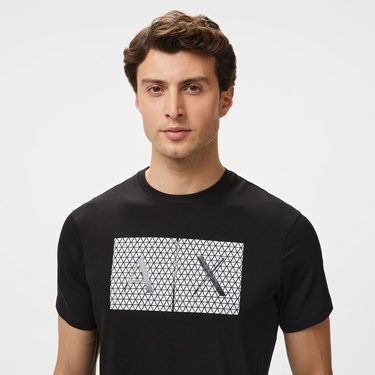  Armani Exchange Erkek Siyah Bisiklet Yaka T-Shirt