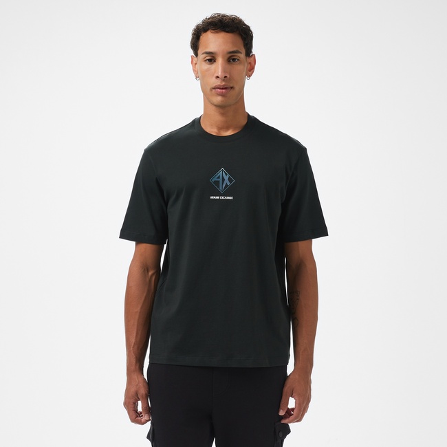  Armani Exchange Erkek Mavi Bisiklet Yaka T-Shirt