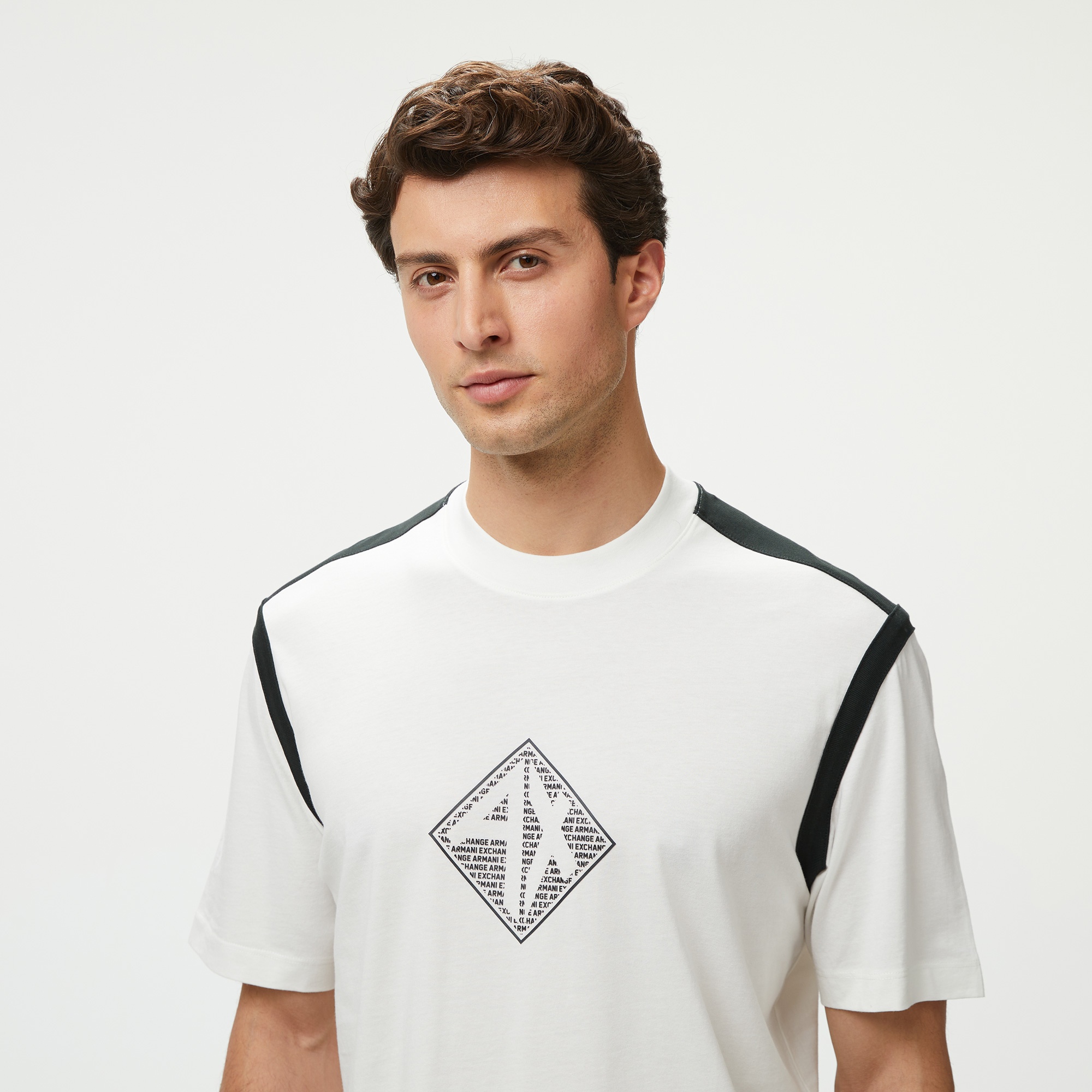 Armani Exchange Erkek Beyaz Bisiklet Yaka T-Shirt