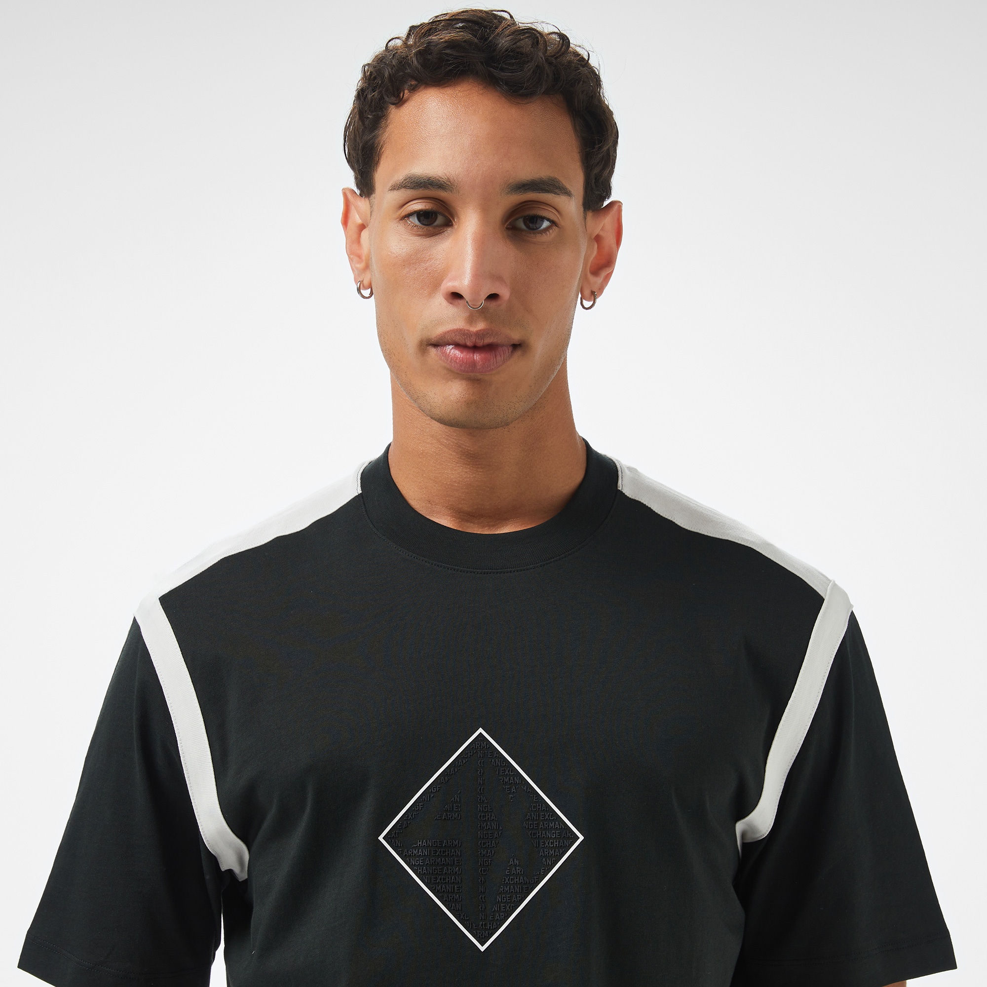 Armani Exchange Erkek Mavi Bisiklet Yaka T-Shirt