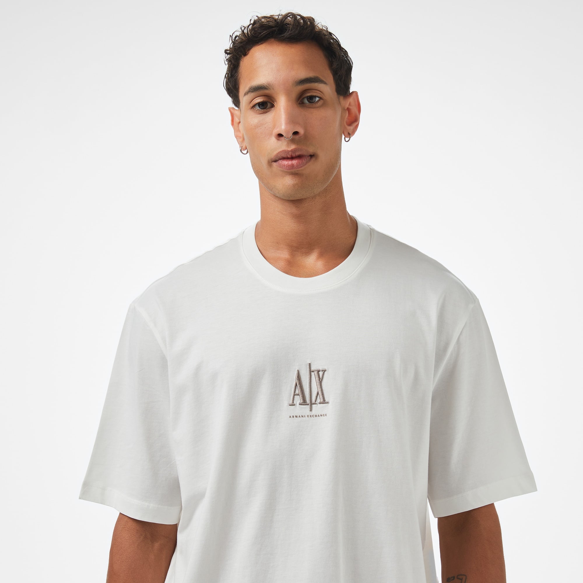 Armani Exchange Erkek Beyaz Bisiklet Yaka T-Shirt