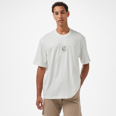  Armani Exchange Erkek Beyaz Bisiklet Yaka T-Shirt