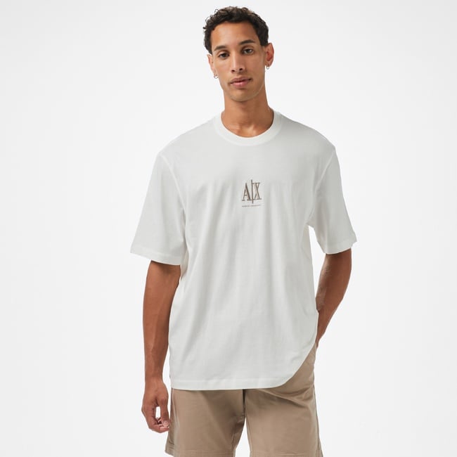  Armani Exchange Erkek Beyaz Bisiklet Yaka T-Shirt