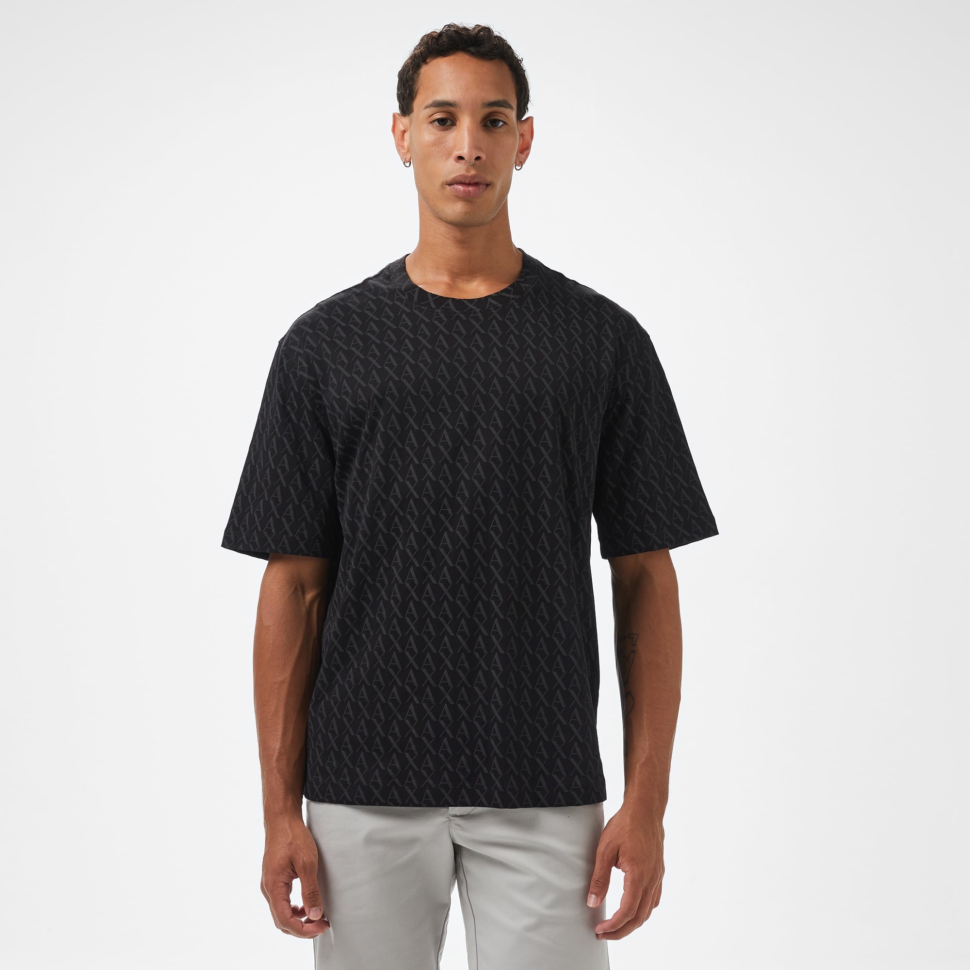 Armani Exchange Erkek Siyah Bisiklet Yaka T-Shirt