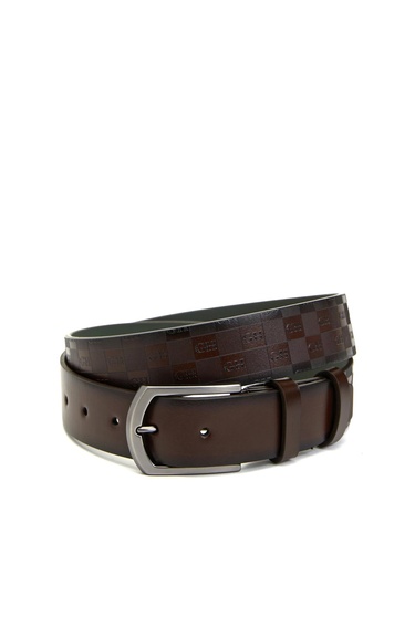 George Hogg Erkek Kahverengi Logo Desenli Deri Kemer