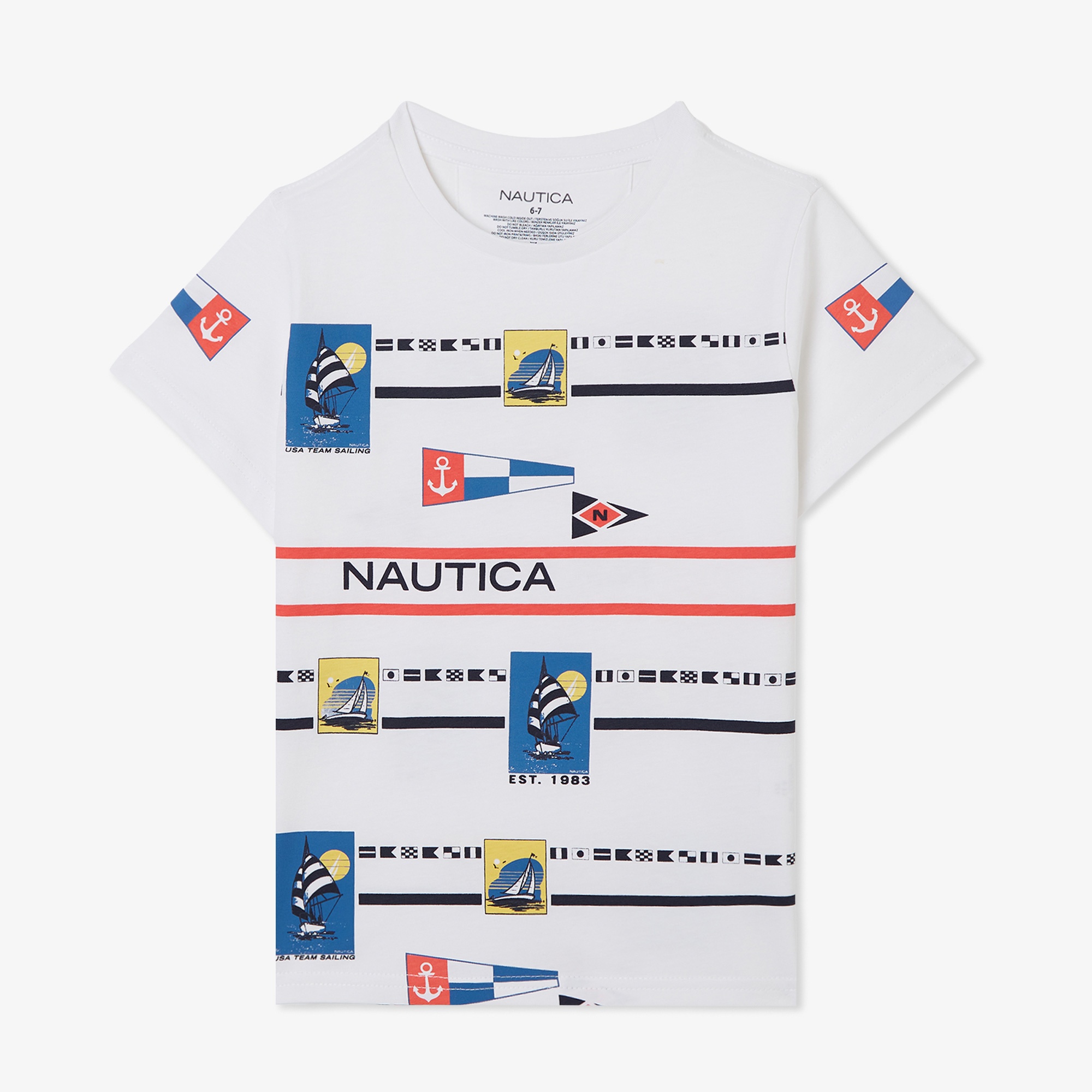 Nautica Erkek Çocuk Beyaz Regular Fit Baskılı T-Shirt