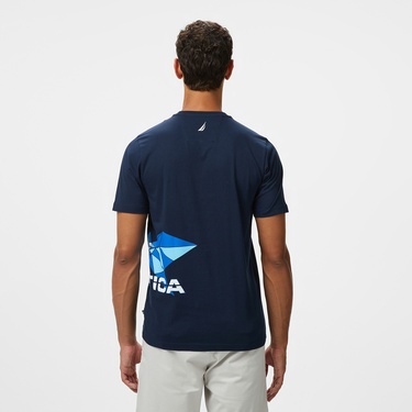  Nautica Erkek Lacivert Regular Fit Baskılı T-Shirt