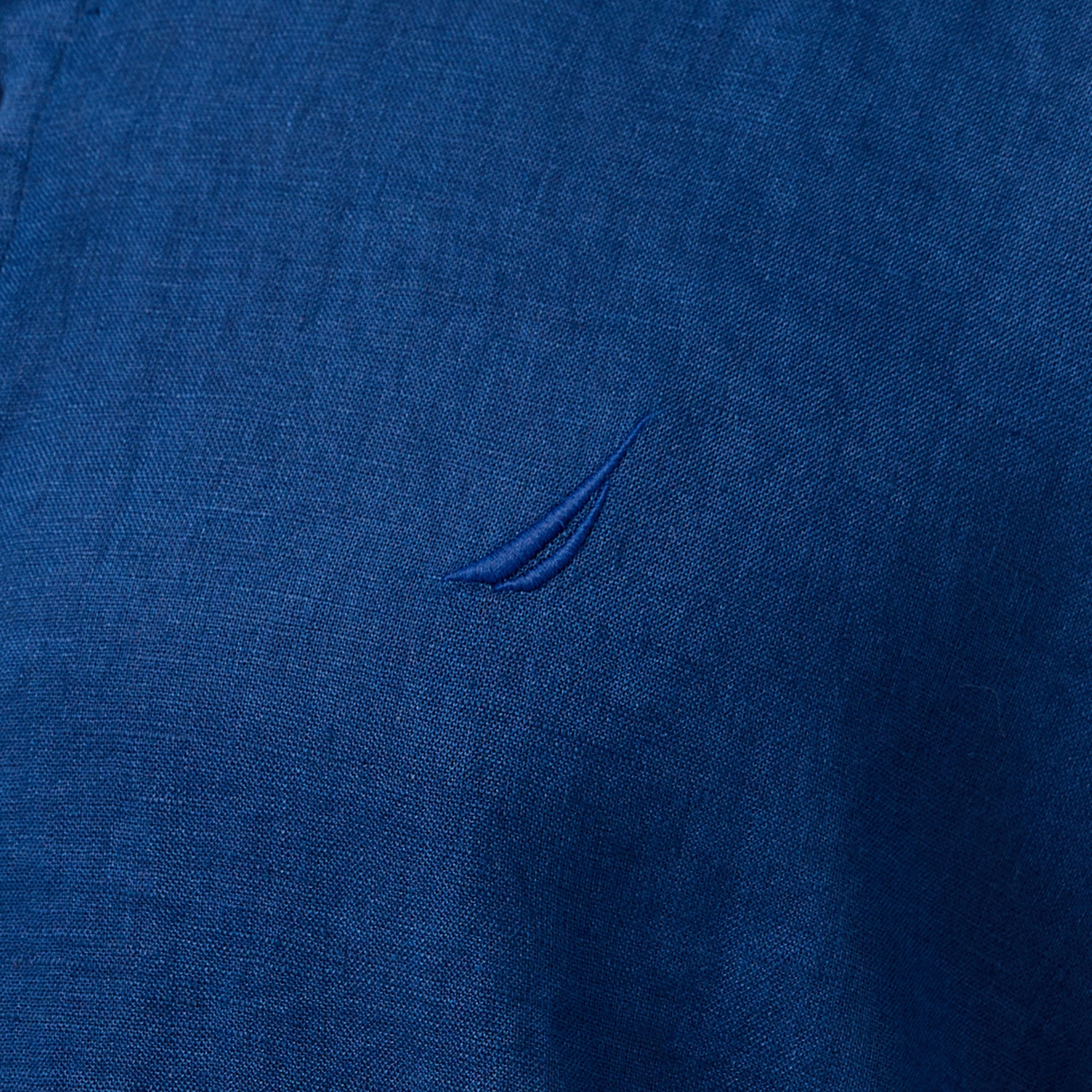 Nautica Erkek Mavi Classic Fit Keten Gömlek