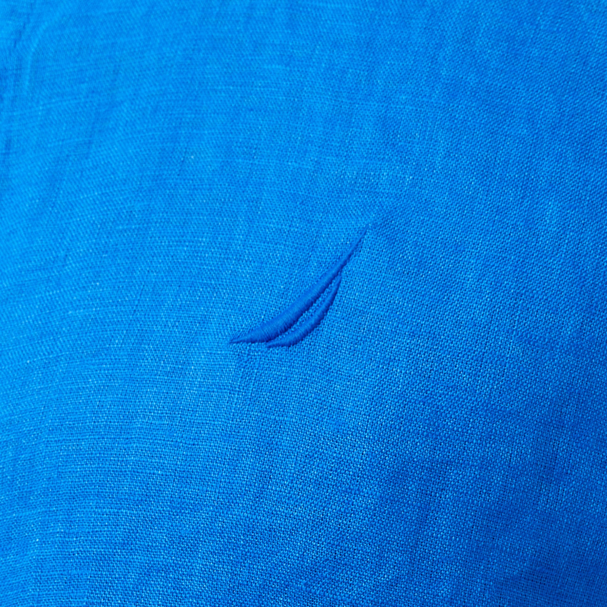 Nautica Erkek Mavi Classic Fit Keten Gömlek