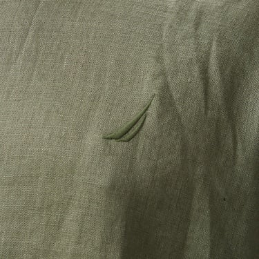  Nautica Erkek Yeşil Classic Fit Keten Gömlek