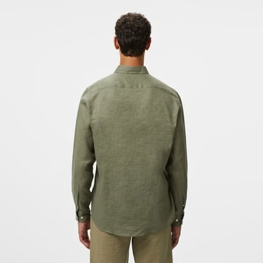  Nautica Erkek Yeşil Classic Fit Keten Gömlek