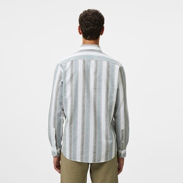  Nautica Erkek Yeşil Classic Fit Çizgili Gömlek