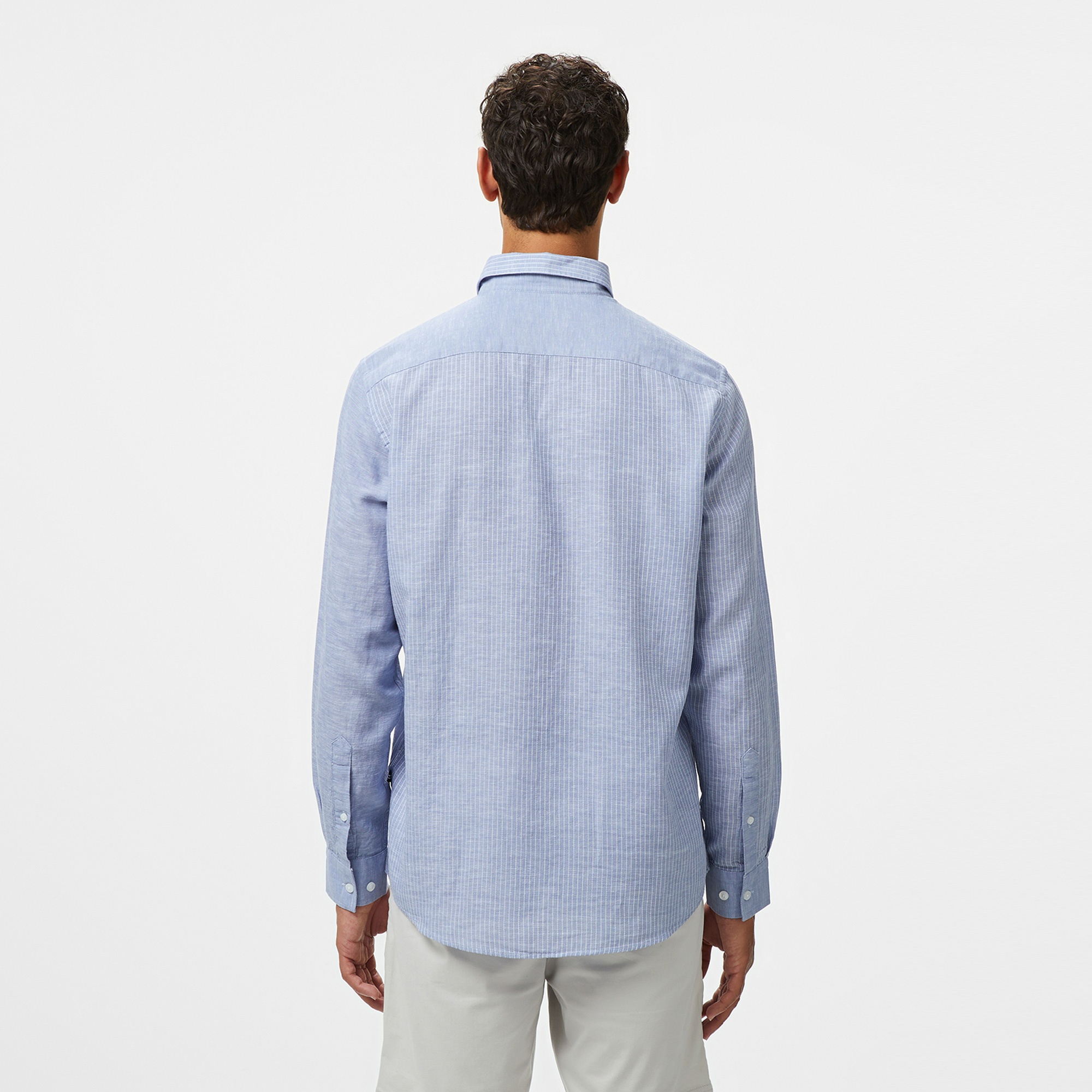 Nautica Erkek Mavi Classic Fit Çizgili Gömlek