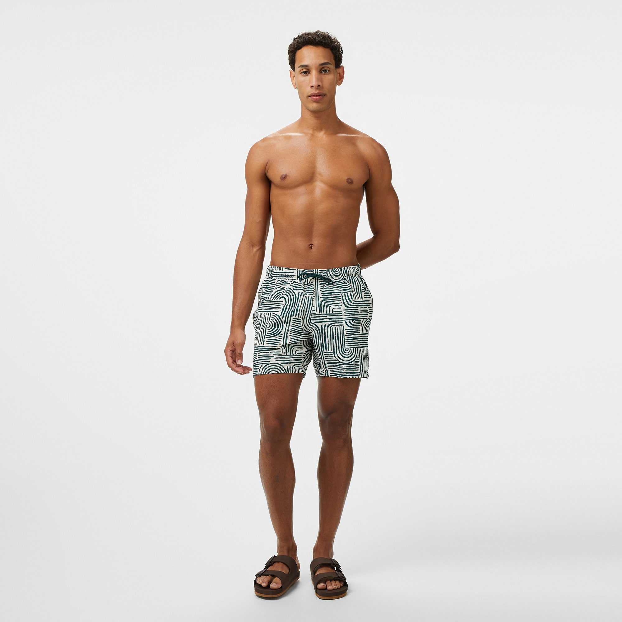 Nautica Erkek Yeşil Regular Fit Desenli Deniz Şortu