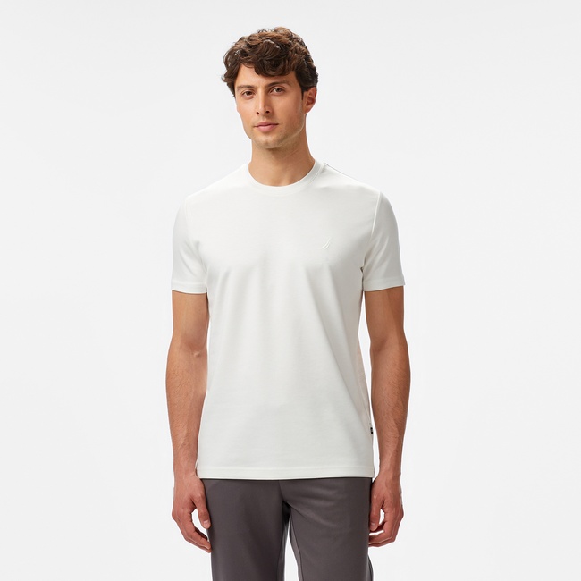  Nautica Erkek Krem Classic Fit T-Shirt