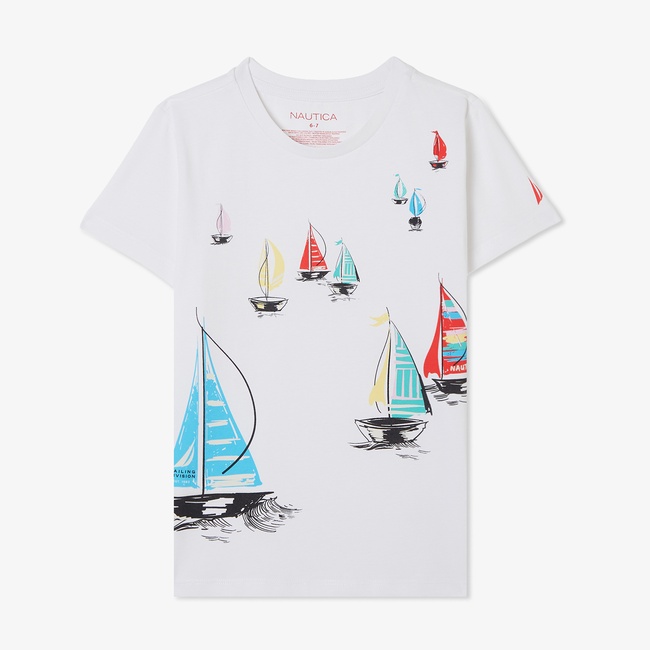  Nautica Erkek Çocuk Beyaz Regular Fit Baskılı T-Shirt