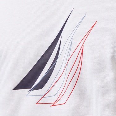 Nautica Erkek Beyaz Regular Fit Baskılı T-Shirt