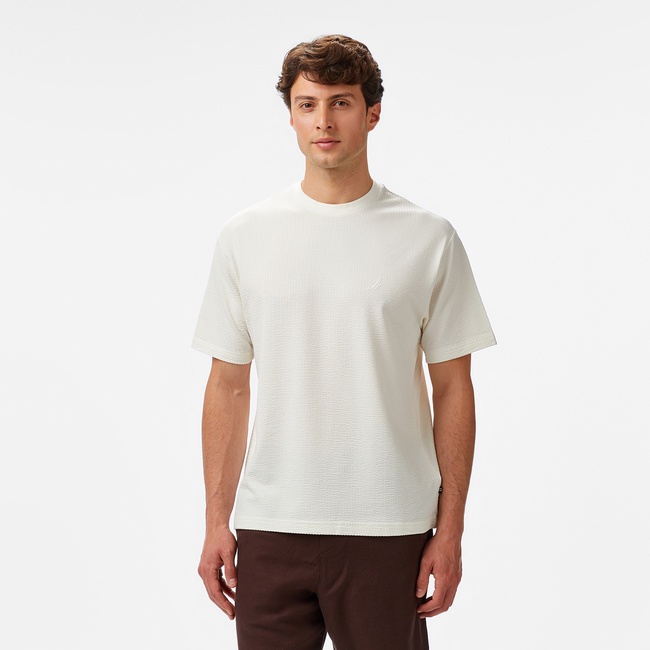  Nautica Erkek Krem Comfort Fit T-Shirt