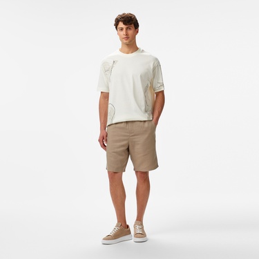  Nautica Erkek Krem Regular Fit Baskılı T-Shirt