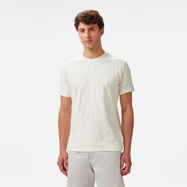  Nautica Erkek Krem Regular Fit Desenli T-Shirt