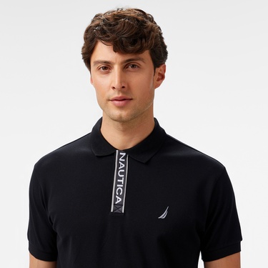  Nautica Erkek Siyah Classic Fit Polo Yaka T-Shirt