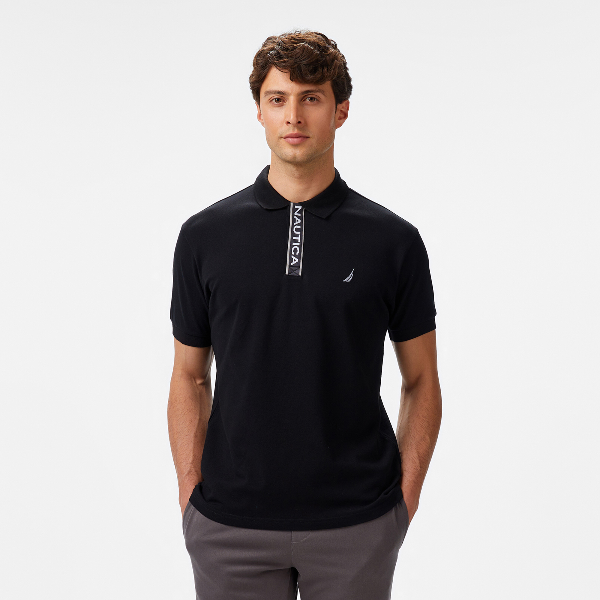  Nautica Erkek Siyah Classic Fit Polo Yaka T-Shirt