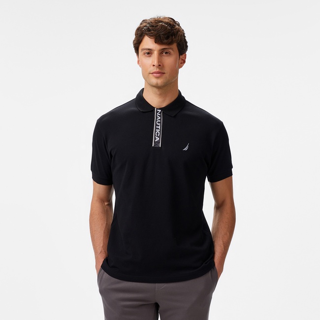  Nautica Erkek Siyah Classic Fit Polo Yaka T-Shirt