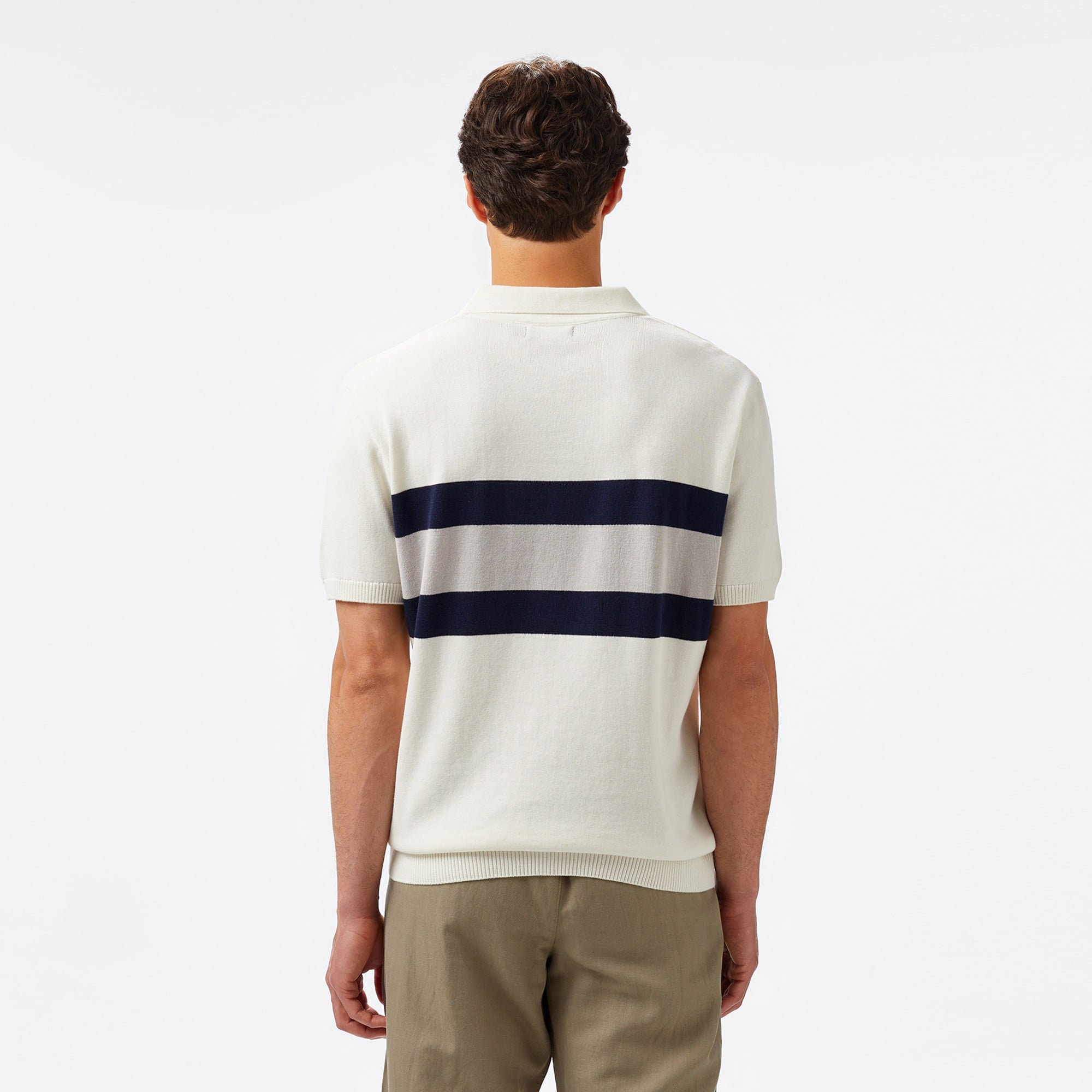 Nautica Erkek Krem Classic Fit Çizgili Triko