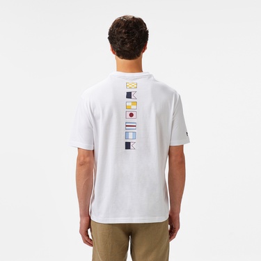  Nautica Erkek Beyaz Oversize Fit Baskılı T-Shirt