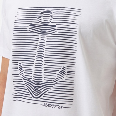  Nautica Erkek Beyaz Regular Fit Baskılı T-Shirt
