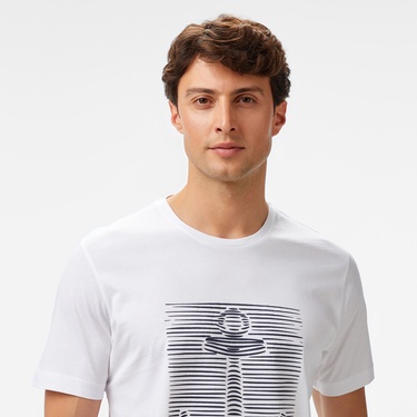  Nautica Erkek Beyaz Regular Fit Baskılı T-Shirt