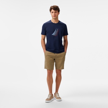  Nautica Erkek Lacivert Regular Fit Baskılı T-Shirt