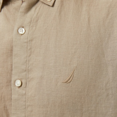  Nautica Erkek Bej Classic Fit Keten Gömlek