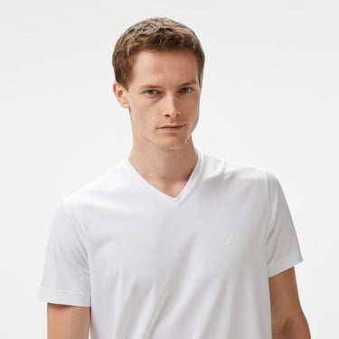  Nautica Erkek Beyaz Regular Fit T-Shirt
