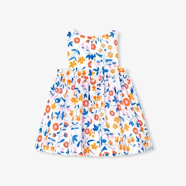  Jacadi Paris Yenidoğan Kız Bebek Çiçek Desenli Poplin Elbise