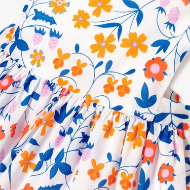  Jacadi Paris Yenidoğan Kız Bebek Çiçek Desenli Poplin Elbise