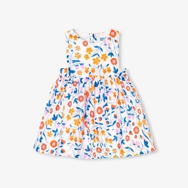  Jacadi Paris Yenidoğan Kız Bebek Çiçek Desenli Poplin Elbise