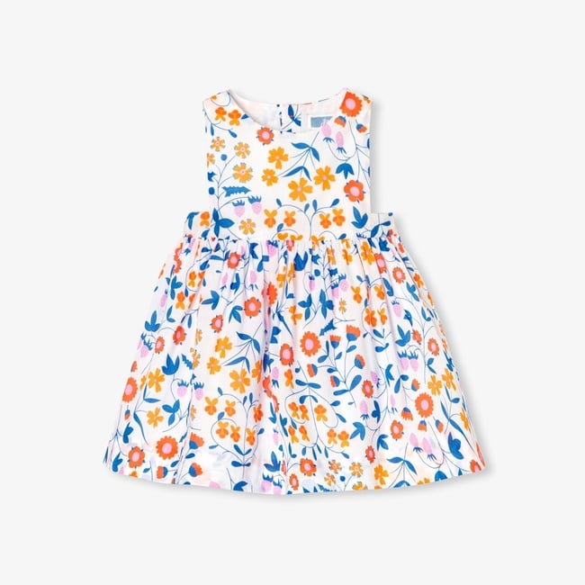  Jacadi Paris Yenidoğan Kız Bebek Çiçek Desenli Poplin Elbise