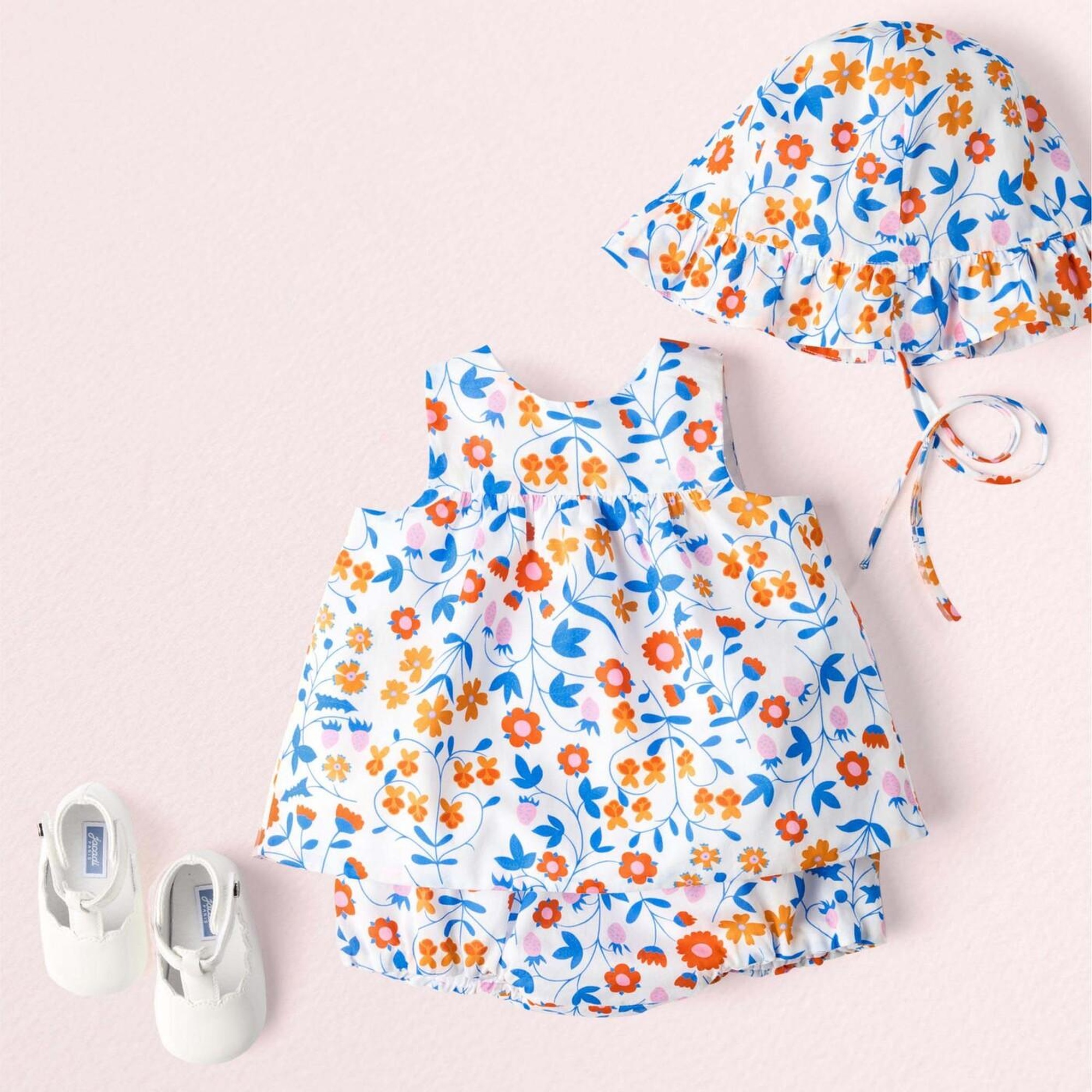Jacadi Paris Yenidoğan Kız Bebek Çiçek Desenli İkili Set