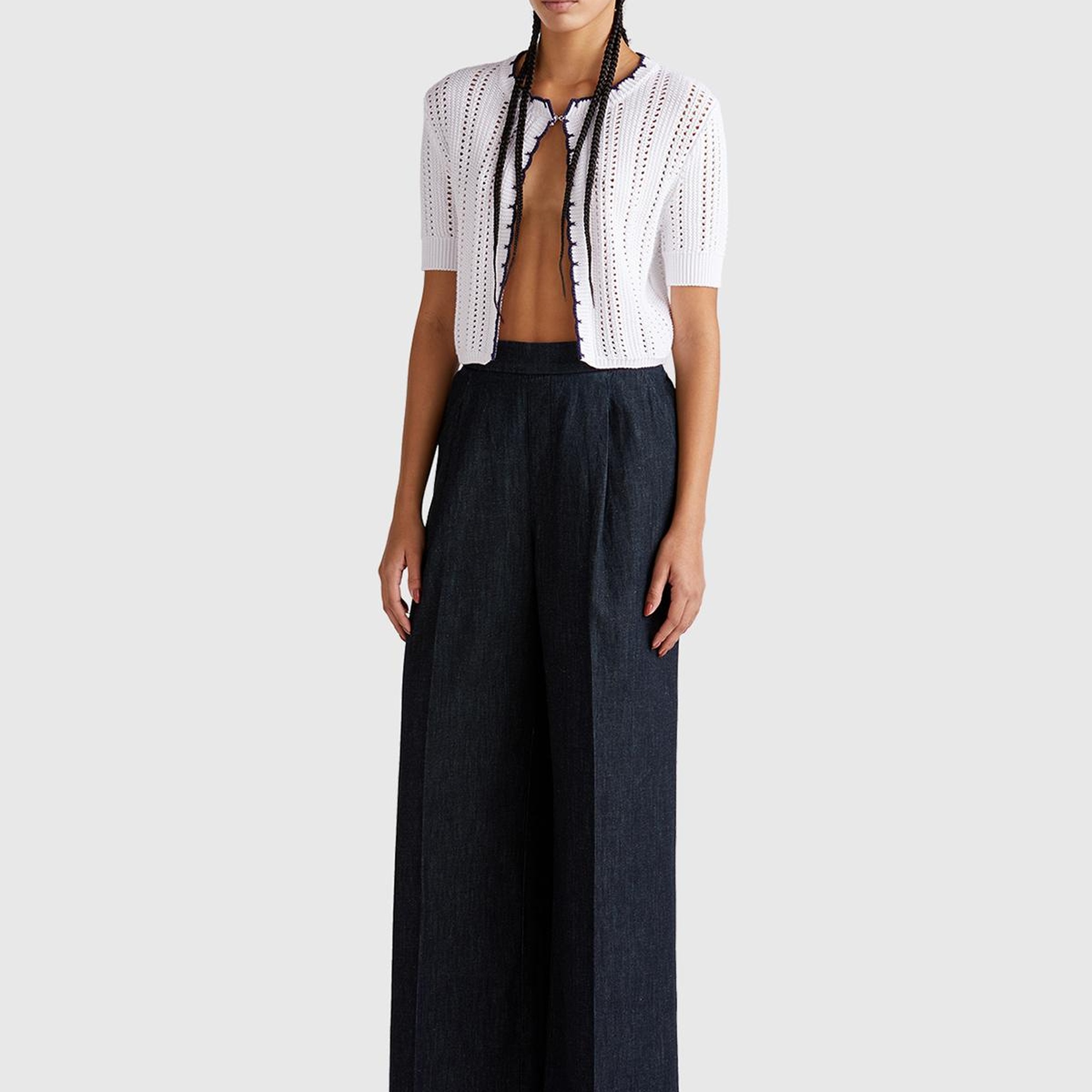 Kadın Beyaz %100 Koton Slim Fit Kısa Kollu Hırka