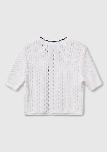  Kadın Beyaz %100 Koton Slim Fit Kısa Kollu Hırka