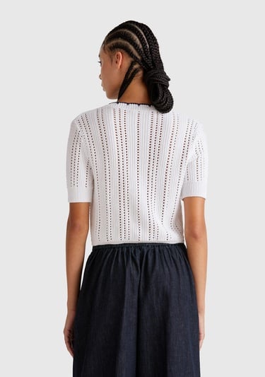  Kadın Beyaz %100 Koton Slim Fit Kısa Kollu Hırka