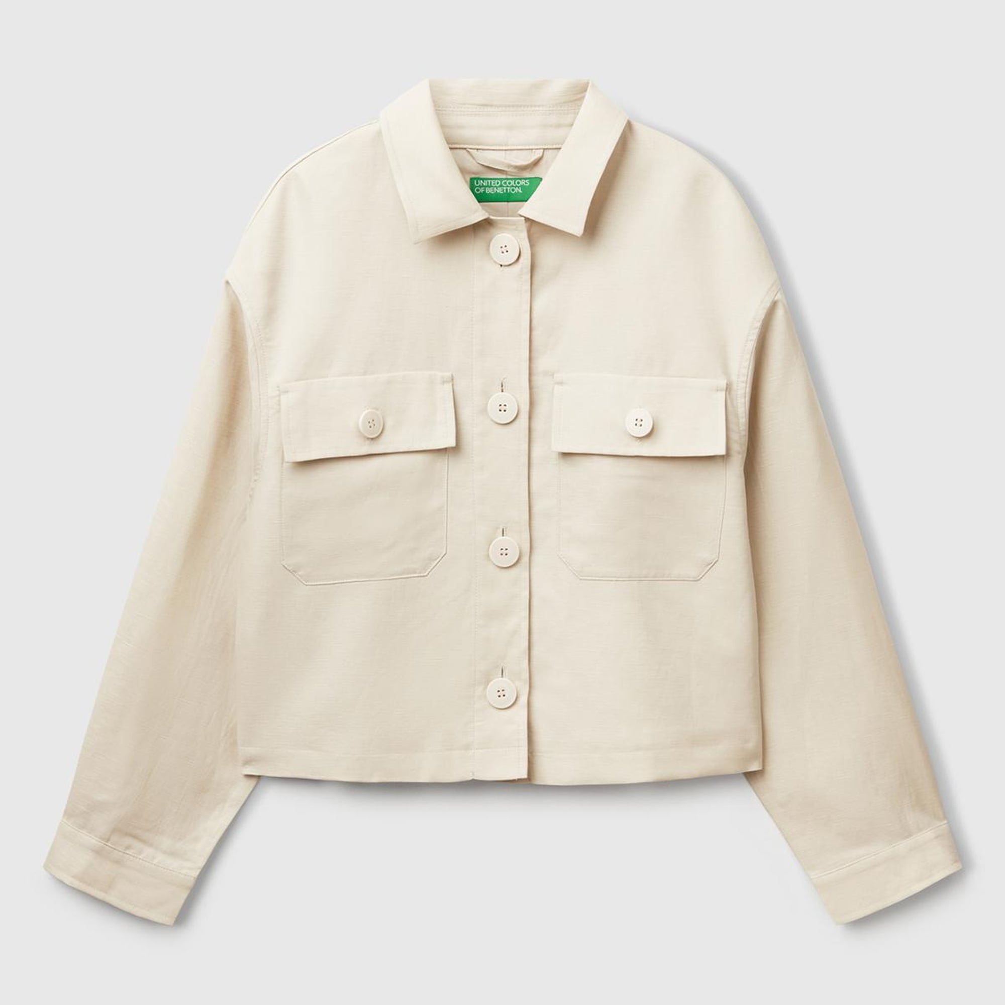 Kadın Taş Rengi Keten Karışımlı Ceket