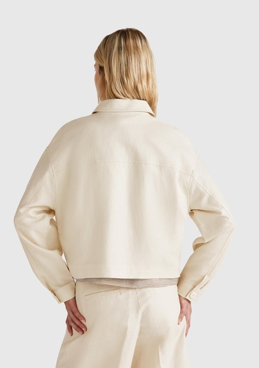  Kadın Taş Rengi Keten Karışımlı Ceket