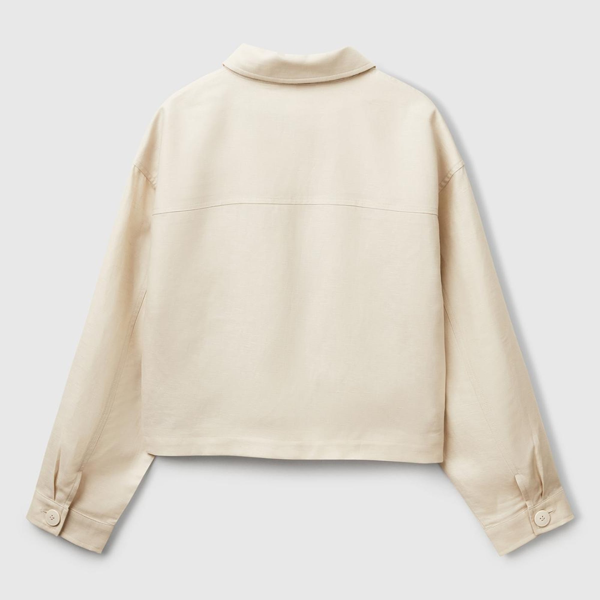 Kadın Taş Rengi Keten Karışımlı Ceket