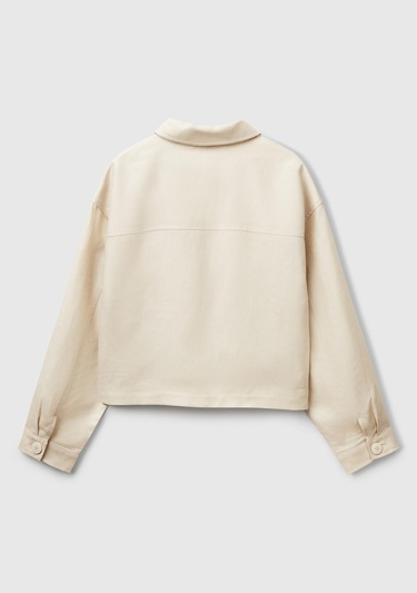  Kadın Taş Rengi Keten Karışımlı Ceket