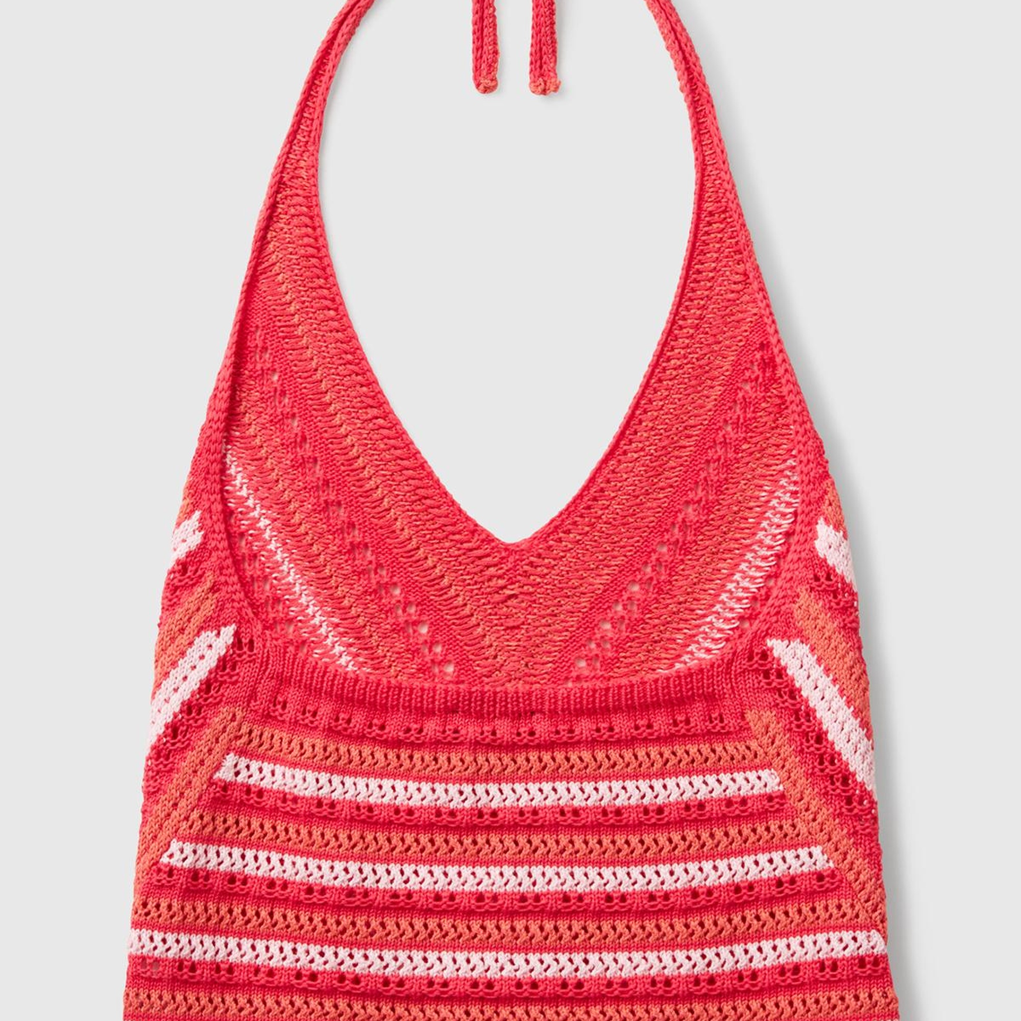 Kadın Turuncu Koton Karışımlı Halter Yaka Boyundan Bağlamalı Triko Atlet