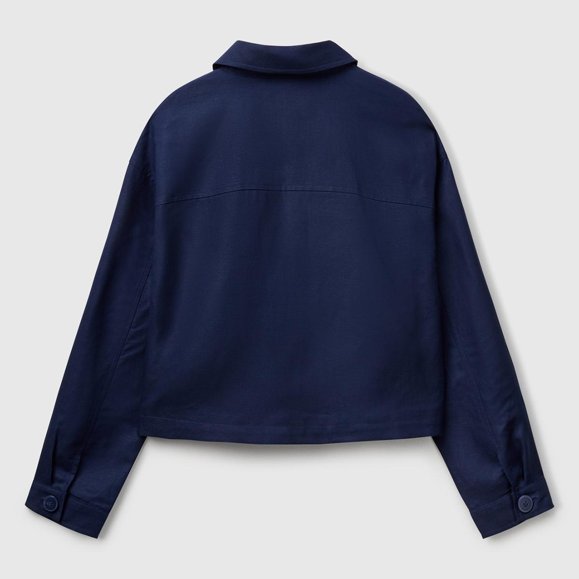 Kadın Lacivert Keten Karışımlı Ceket