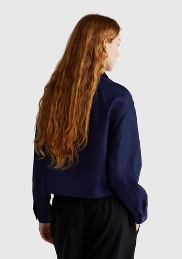  Kadın Lacivert Keten Karışımlı Ceket