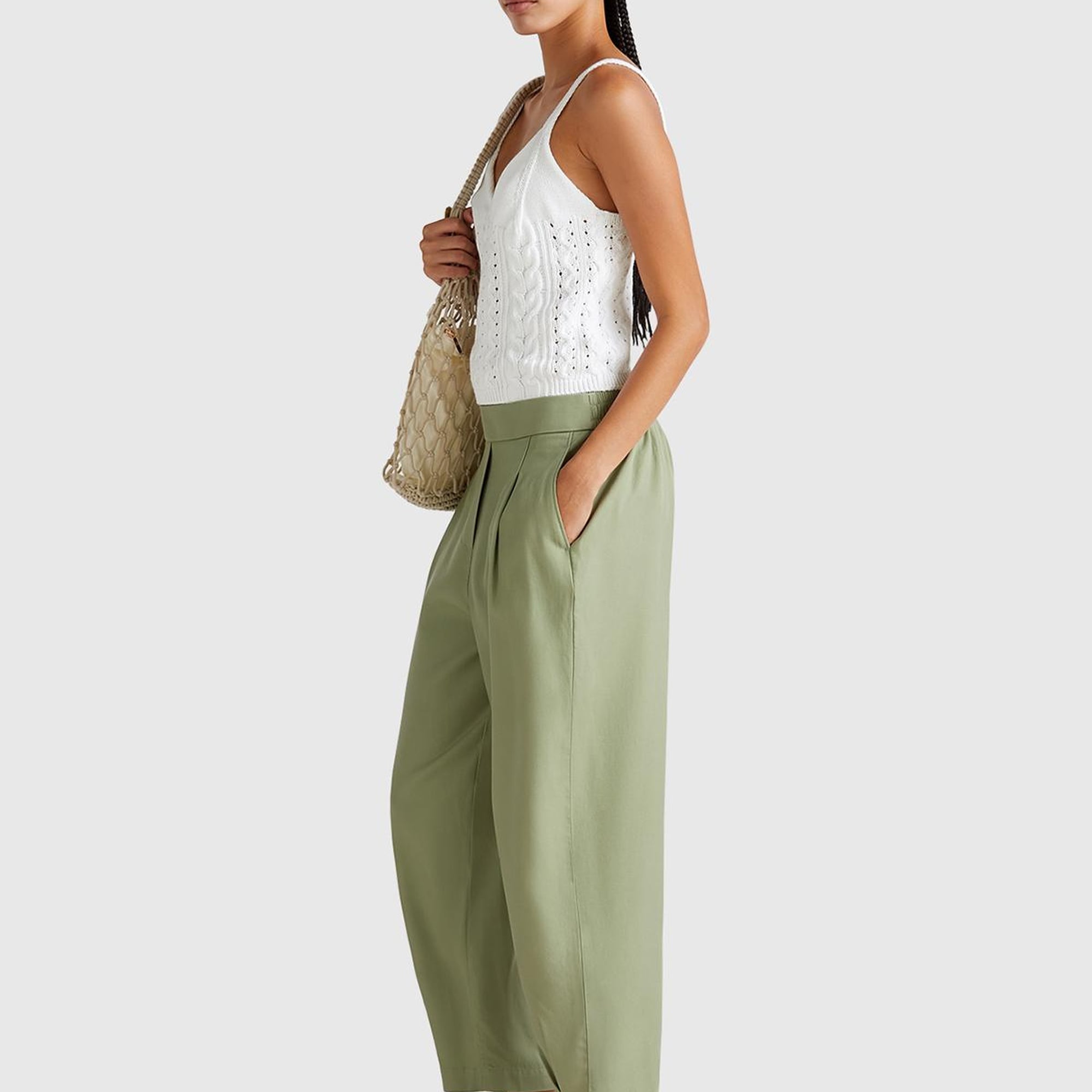 Kadın Beyaz %100 Koton Saç Örgülü Triko Atlet